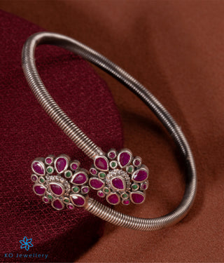 The Blossoms Silver Flexible Open Bracelet