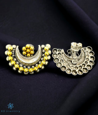 The Chandra Antique Silver Earrings (Two-Tone)