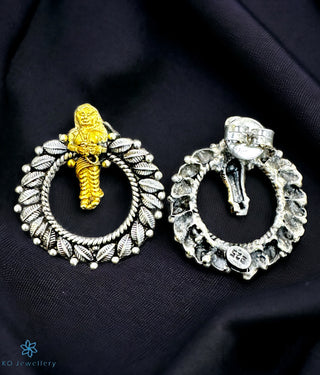 The Nartaki Antique Silver Earrings (Two-Tone)