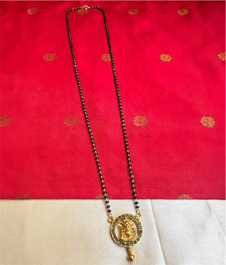 The Hrishita Silver Lakshmi Mangalsutra Necklace (Green)