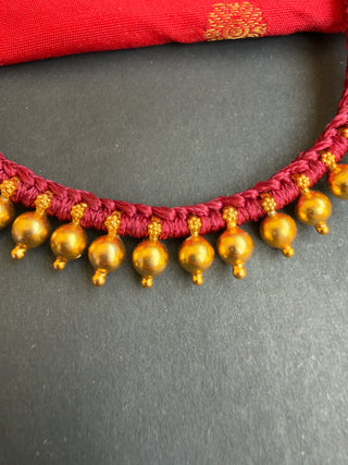 The Payal Silver Red Thread Necklace & Earrings