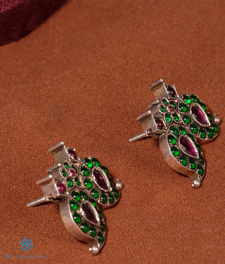 The Hritvi Silver Earstuds (Green)