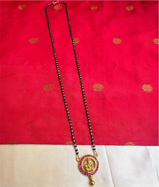 The Hrishita Silver Lakshmi Mangalsutra Necklace (Red)