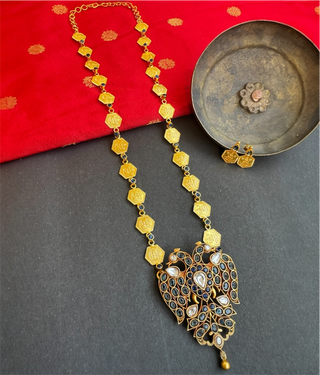 The Gandaberunda Blue Polki Kasumala Necklace & Earrings