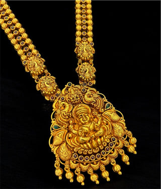 The Suprabha Silver Long Antique Lakshmi Nakshi Necklace