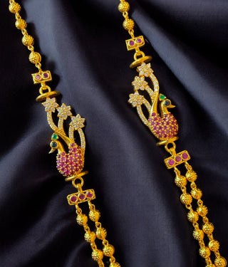 The Eshika Silver Layered Peacock Necklace