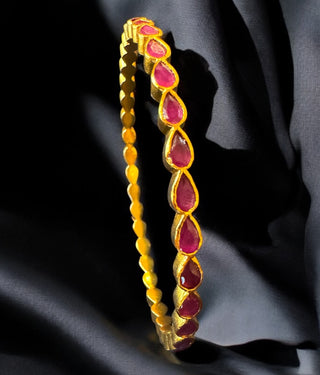 The Artava Silver Kempu Bangle- Single (Red/Size 2.2/2.4/2.6/2.8)