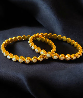 The Piyali Silver Pearl Bangle- Single (Size/2.2/ 2.4/2.6/2.8)