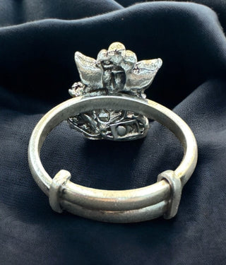 The Mandaka Silver Ganesha Adjustable Finger Ring