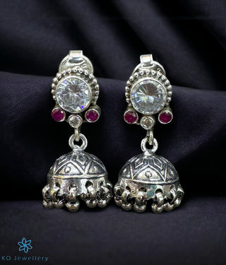 The Parnavi Silver Jhumkas (White)