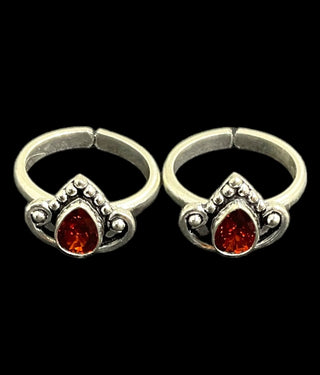 The Naisha Silver Gemstone Toe-Rings (Red)