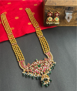 The Tavishi Silver Peacock Jadau Necklace & Jhumkas