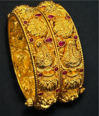 The Hridaya Silver Peacock Nakkasi Openable Kada - Single (Size/2.2/2.4/2.6/2.8)