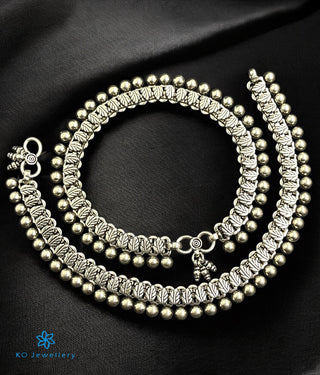 The Kusha Silver Antique Anklets