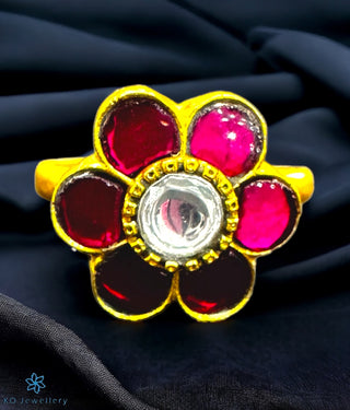 The Chayana Silver Kundan Open Finger Ring
