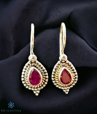 The Khushi Silver Gemstone Earrings (Red)