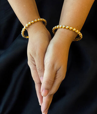 The Piyali Silver Pearl Bangle- Single (Size/2.2/ 2.4/2.6/2.8)