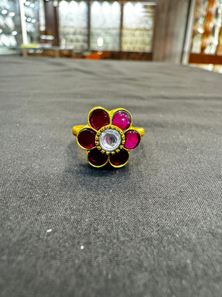 The Chayana Silver Kundan Open Finger Ring