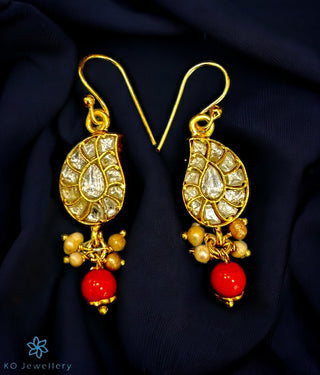 The Paisley Silver Kundan Earrings (White)