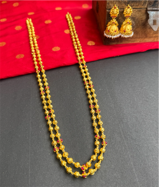 The Mrudula Mohanmala Silver 2 Layer Beads Chain & Jhumka