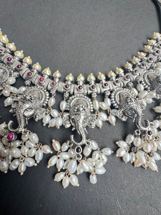 The Gajrup Silver Ganesha Guttapusalu Necklace