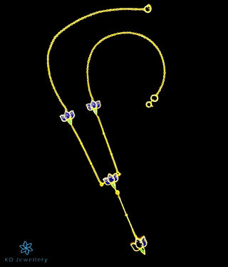 The Lotus Silver Kundan Necklace (Blue)