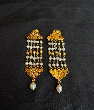 The Muktadhara Silver Heirloom Layered Pearl Earrings
