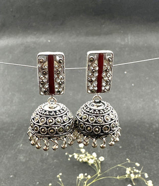 The Ochre Silver Marcasite Jhumkas