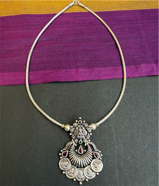 The Rithvika Silver Lakshmi Necklace & Earrings