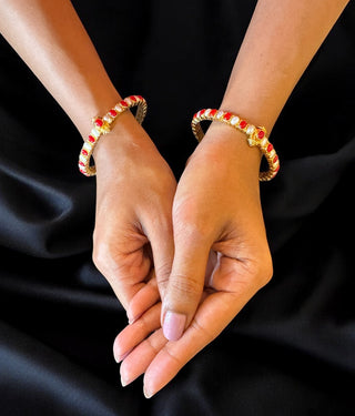 The Kripa Silver Pearl & Coral Bracelet- Single (Size 2.2/2.4/2.6/2.8)