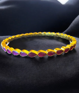 The Artava Silver Kempu Bangle- Single (Red/Size 2.2/2.4/2.6/2.8)