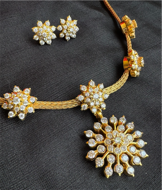 The Karunya Silver Closed-setting Diamond Look Necklace