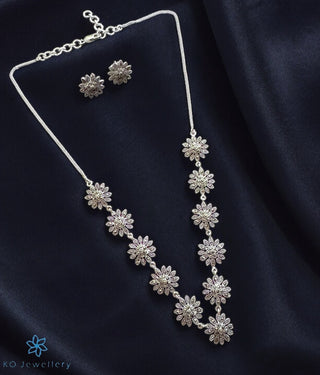 The Glowing Flower Silver Marcasite Necklace & Earrings Set