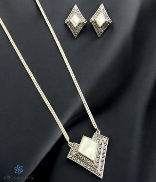 The Mistral Silver Marcasite Necklace & Earrings