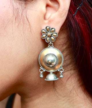 The Shazia Two tone Silver Jhumkas