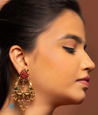 The Peshkash Silver Jadau Peacock Chand Bali Earrings