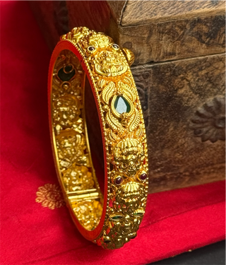 The Swara Silver Lakshmi Nakkasi Bracelet - Single (Size/2.2/2.4/2.6/2.8)