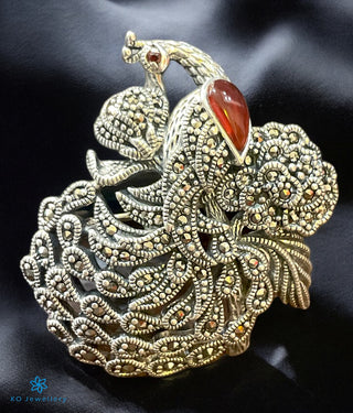 The Preening Peacock Marcasite Silver Brooch & Pendant