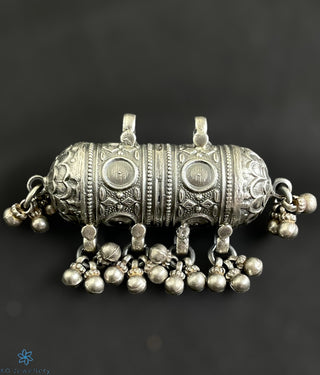 Vyasa Silver Amulet Pendant with traditional design and beads