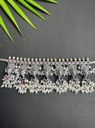 The Gajrup Silver Ganesha Guttapusalu Necklace