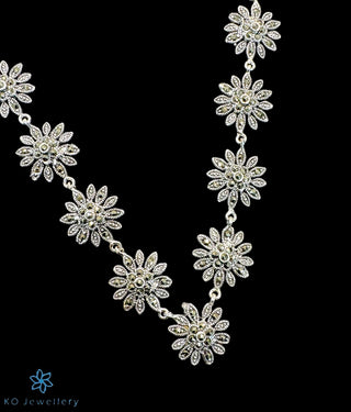 The Glowing Flower Silver Marcasite Necklace & Earrings Set