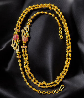 The Eshika Silver Layered Peacock Necklace