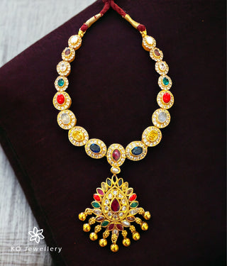 The Aadipta Silver Navratna Necklace