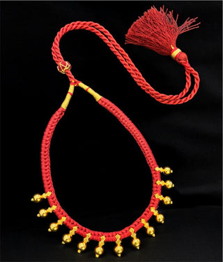 The Sthara Silver Thread Necklace Red