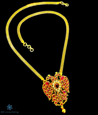 The Ayaana Gandaberunda Silver Necklace (Red)