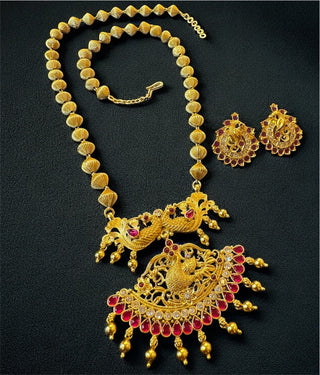 The Manthan Silver Bridal Peacock Necklace