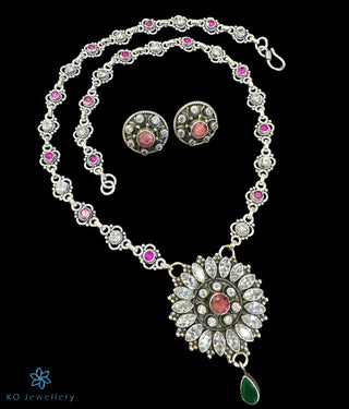 The Omala Silver Gemstone Necklace & Earrings