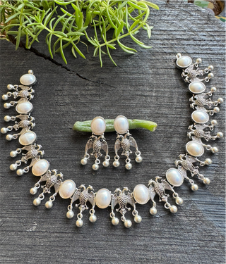 The Dvi-Paksha Silver Gandaberunda Necklace & Earrings