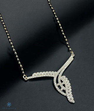 The Pave Silver Pearl  Necklace/ Mangalsutra