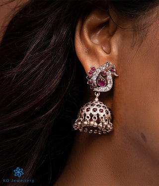 The Tavus Silver Peacock Jhumkas